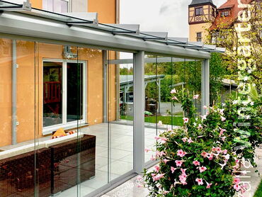 Glashaus - Kaltwintergarten aus Alu mit Schiebeverglasung - Ansicht von außen von Kwozalla in Sachsen