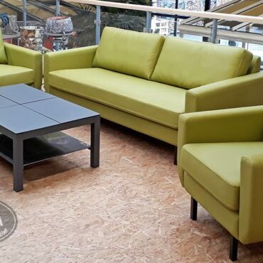 Loungemöbel - Gartensofa 2-Sitzer, 3-Sitzer, Sessel, Hocker - Bootsleder witterungsbeständig, grün, Dresden