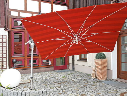 Großer Ampelschirm-Sonnenschirm rot, rechteckig, Ansicht von Unten - Perfekter Schatten für den Garten